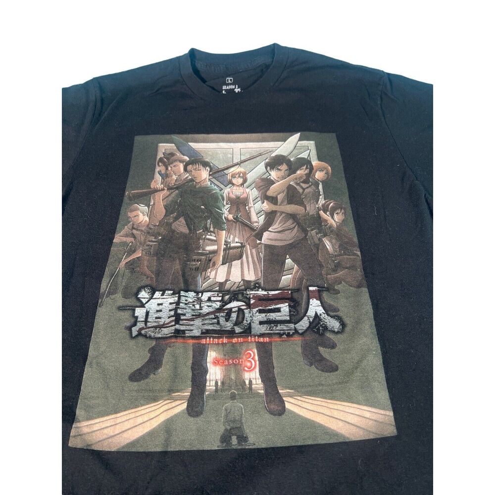 Anime On Titan Season 3 Graphic Tee Collection Black T-Shirt Mens Large Adult